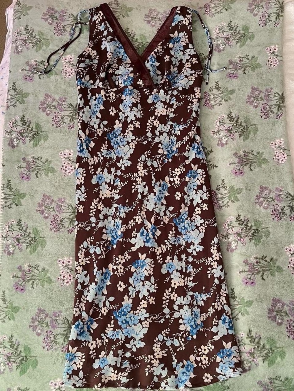 Vintage AGB / Byer California Brown Fairy Style Midi Dress 🤎💙